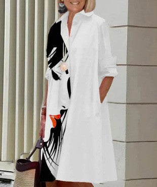 🔥👗【50% off】🌹💖【S-3XL】2025 nova modna svestrana ženska haljina košulja s printom, moderan dizajn, naglašavajući šarm