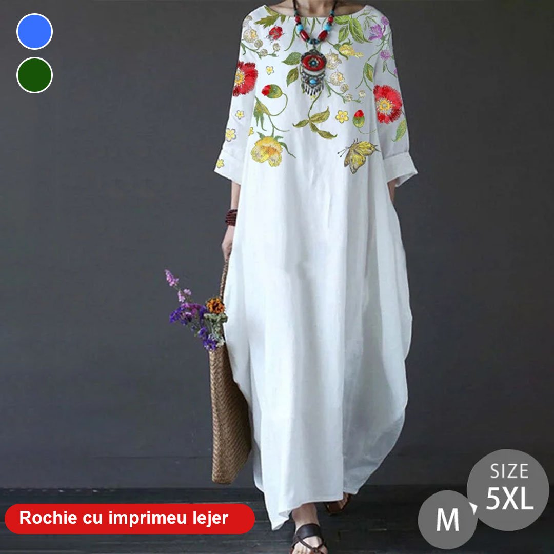 【S-5XL】Rochie cu imprimeu lejer