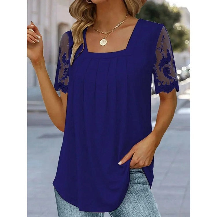 š„š„2025 nou tricou din dantelÄ cu guler pÄtrat pentru femei