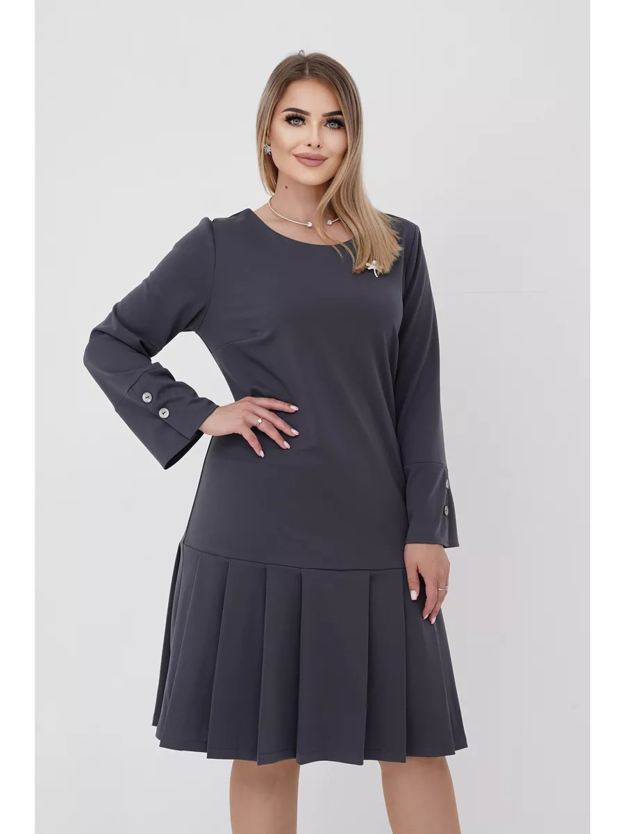 💌👗【S-5XL】Φθινοπωρινό, νέο, κομψό, ρετρό φόρεμα με πλισέ λεπτομέρειες