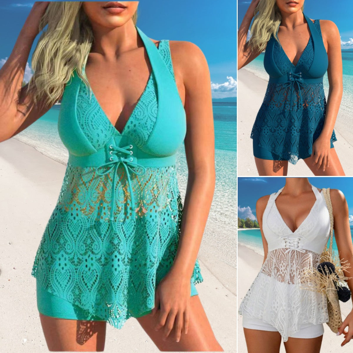 🌈🌴【Ograniczona czasowo zniżka 50% 🔥】😍 Nhowy duży damski koronkowy kostium kąpielowy