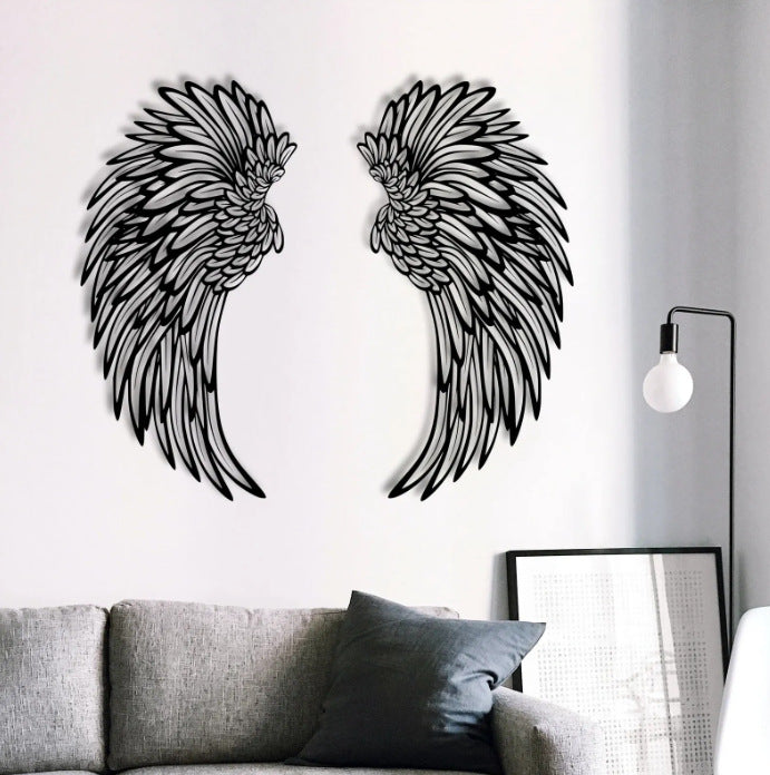 👼Aripi de înger cu lumini led,artă de perete din metal