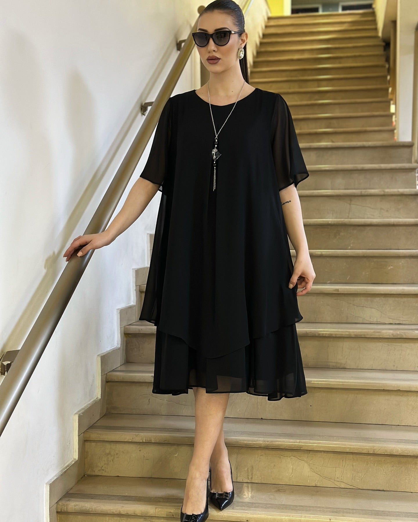 šćS-5XLćš Rochie lungÄ elegantÄ Či de sifon, design de Ć®naltÄ calitate