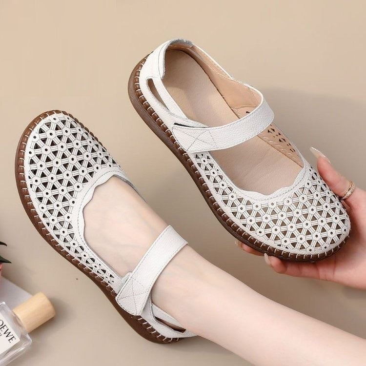 💕Płytkie, płaskie buty damskie w stylu francuskim z dziurkami na czubku, 💙oddychające i wygodne, 🤍Nie boją się upałów latem, nadają się do codziennego użytku, dojazdów do pracy i podróży, można je łączyć ze spódnicami i spodniami