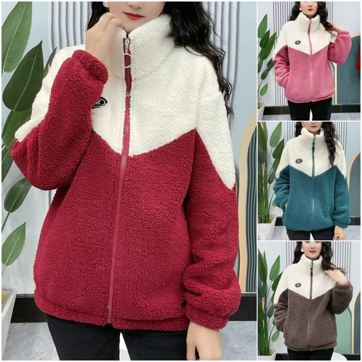 🔥【M-4XL】🐏Χειμερινό μπουφάν fleece, βαμβακερό μπουφάν, παχύρρευστο βαμβακερό μπουφάν από μαλλί αρνιού, ζεστό μπουφάν