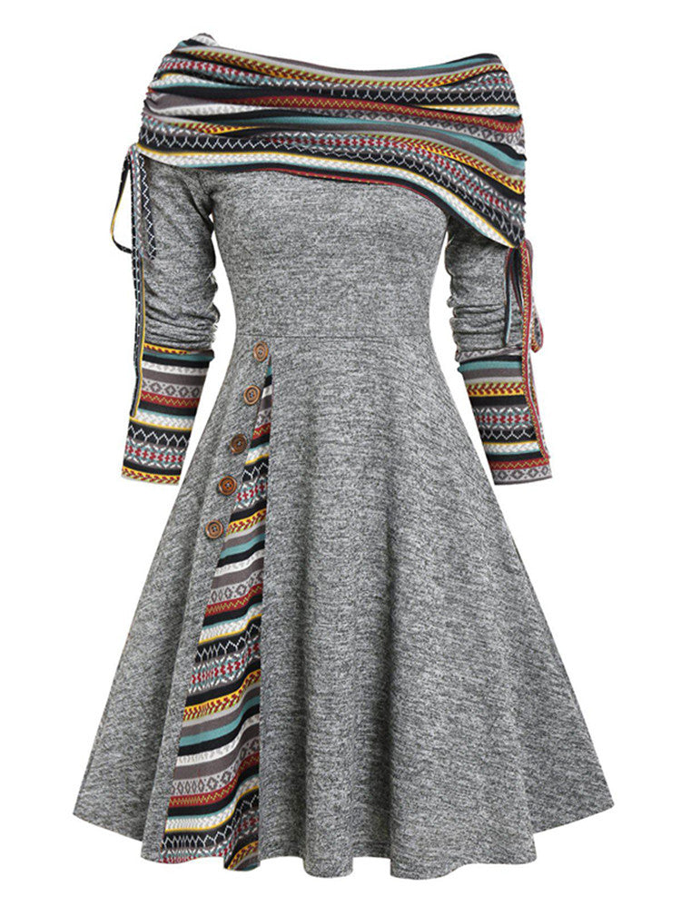 👗【S-3XL】2025 noua moda rochie cu maneca lunga pe un umar