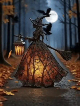🧙♀️ Lampa czarownicy na Halloween, dekoracja domu w stylu gotyckiej czarownicy, spersonalizowana lampka nocna