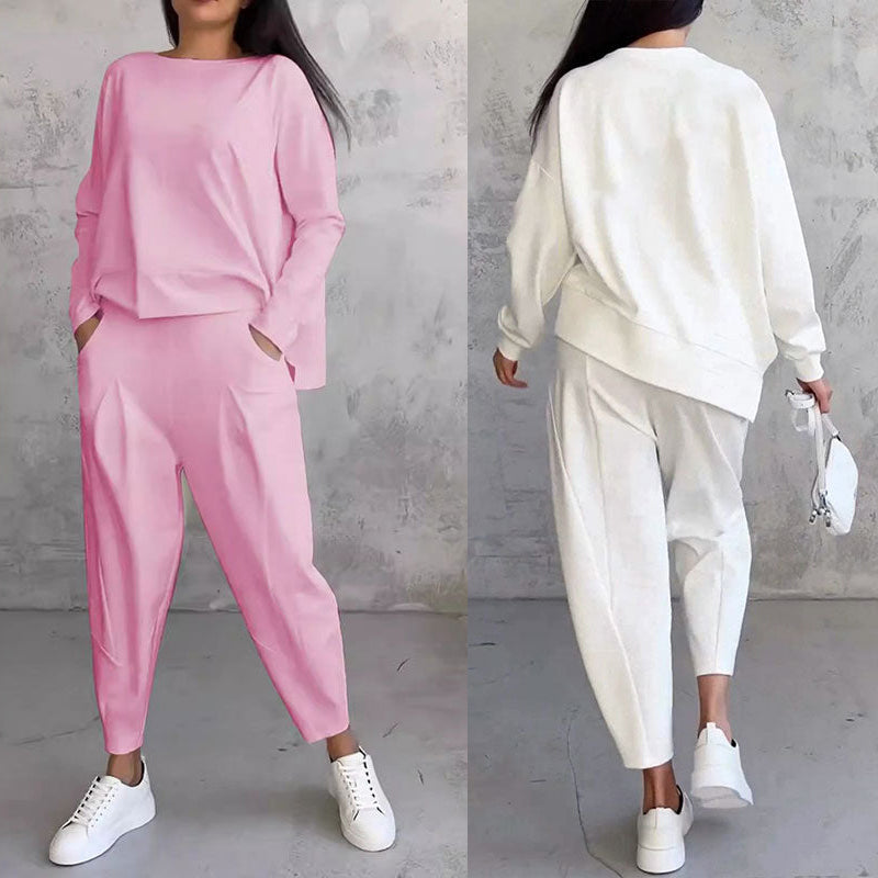 💃💖 Νέο Casual Κοστούμι Άνοιξη και Φθινόπωρο 2025 (Τοπ + Παντελόνι)