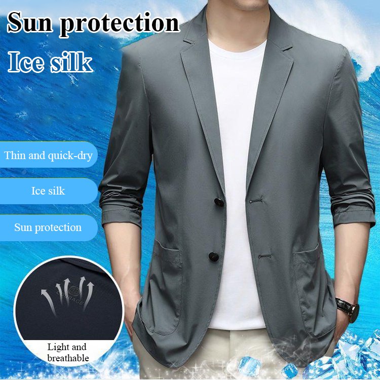 【50% zniżki】【M-5XL】Męska letnia kurtka biznesowa Ice Silk oddychająca