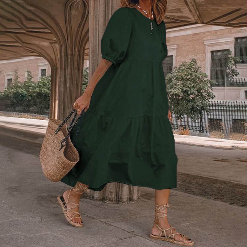 【S-5XL】Rochie de vară pentru femei în stil boem, rochie vintage cu gât rotund de diferite culori