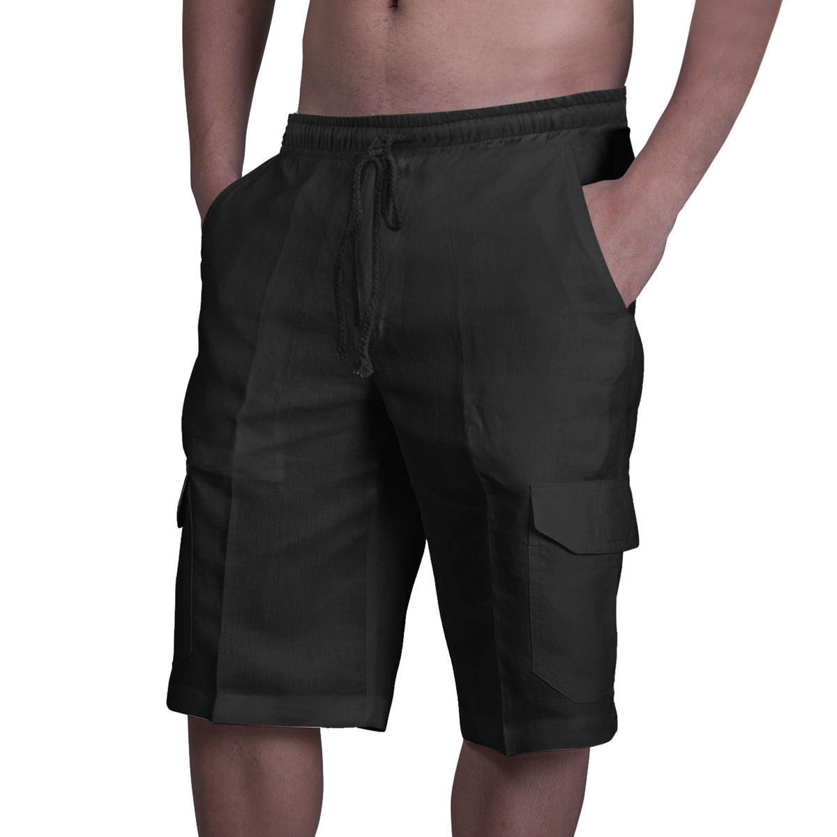 👖⛵ 50% popusta 🔥【50–100 kg】Muške lanene cargo hlače s vezicama i više džepova ✅️Plaćanje pouzećem