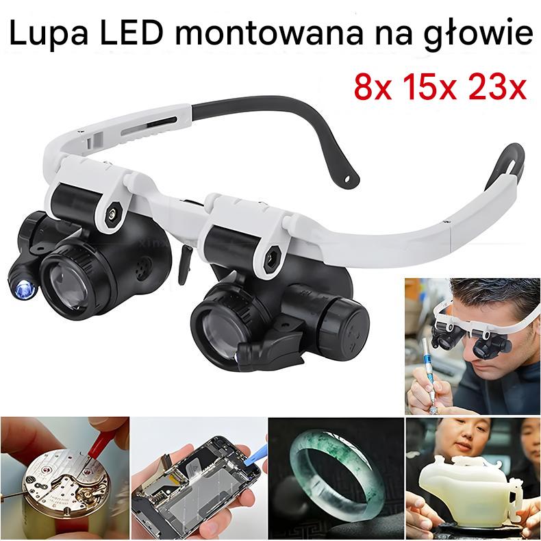 🔍Okulary z lupą 8x, 15x, 23x z LED. Do naprawy zegarków, grawerowania i biżuterii.