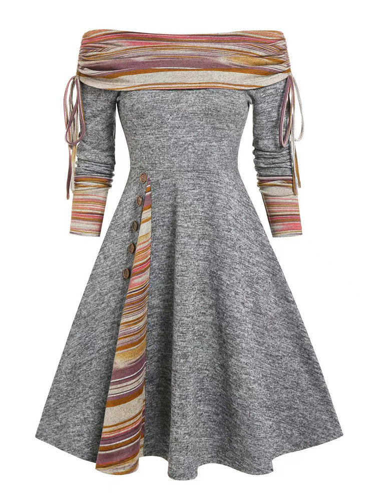 👗【S-3XL】2025 noua moda rochie cu maneca lunga pe un umar