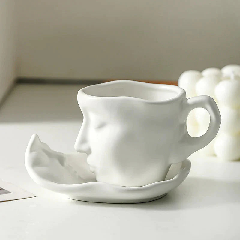 🎁☕Kreativni umjetnički dizajn ljudskog lica poljubac šalica kave