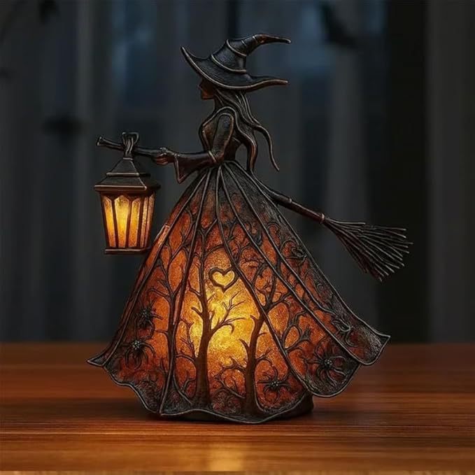 🧙♀️ Lampa czarownicy na Halloween, dekoracja domu w stylu gotyckiej czarownicy, spersonalizowana lampka nocna