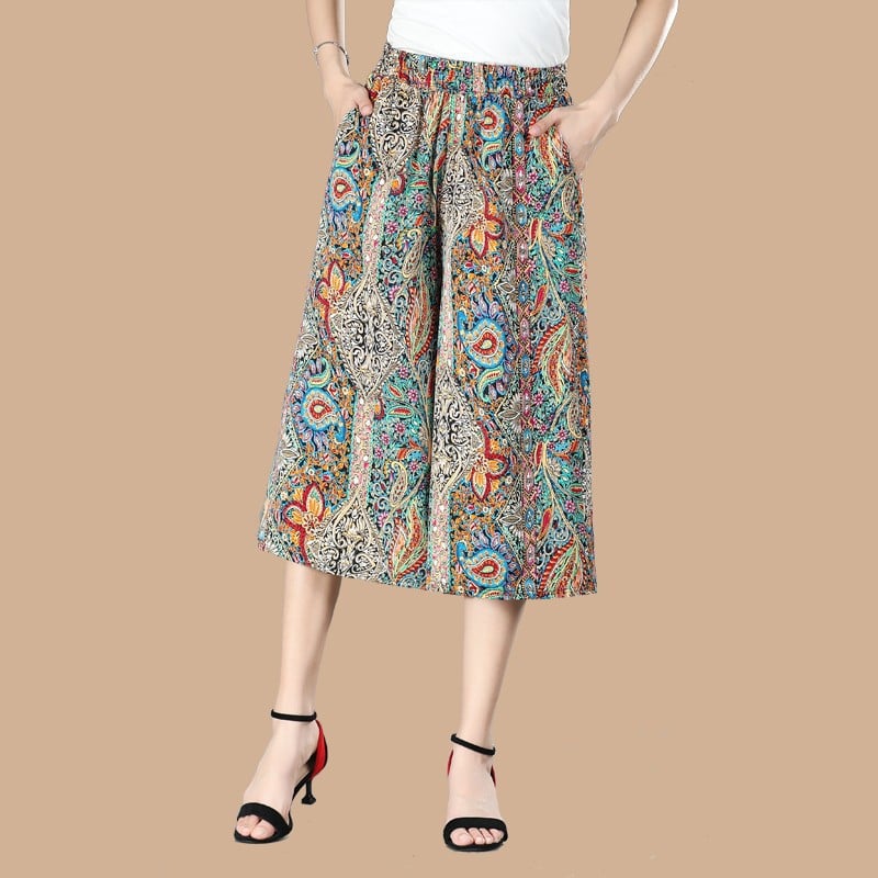 ❤️【M-5XL】2025 Noi pantaloni largi imprimați cu talie înaltă