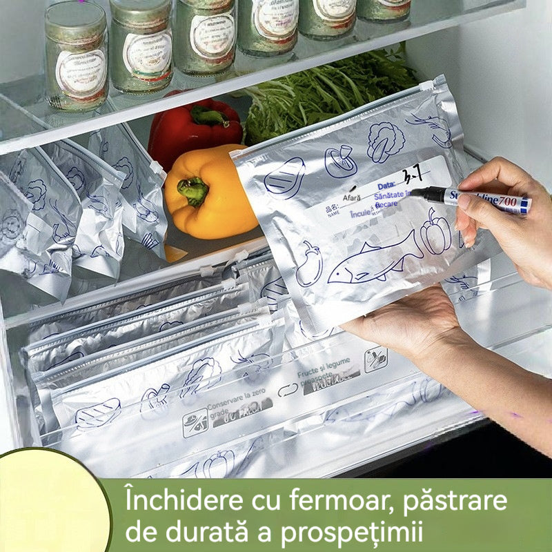 š„š„Un total de 90 de pungi antibacteriene din folie de aluminiu, super uČor de utilizat, pentru pÄstrarea prospeČimii.