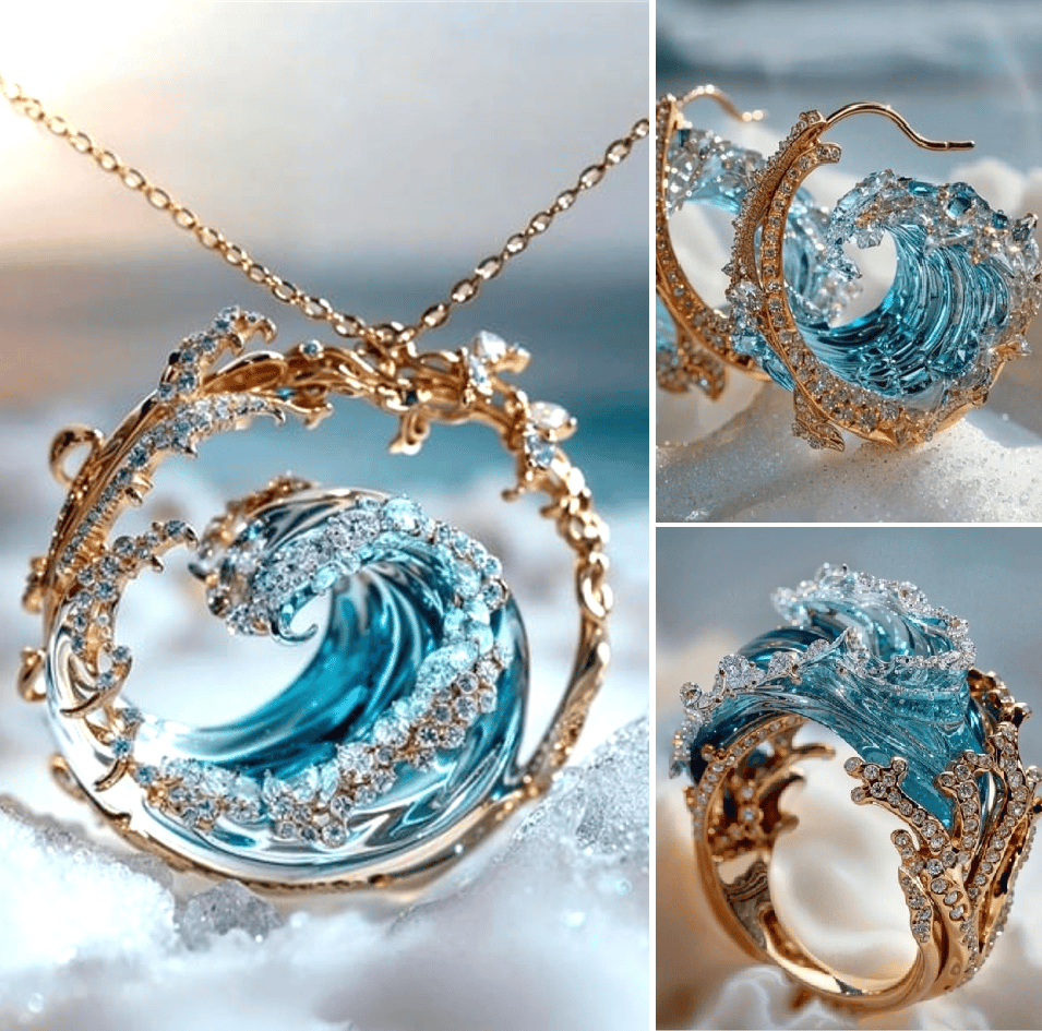 🔥Gorąca wyprzedaż🔥💎Wykwintny zestaw biżuterii z elementem oceanu (naszyjnik/kolczyki/pierścionek)