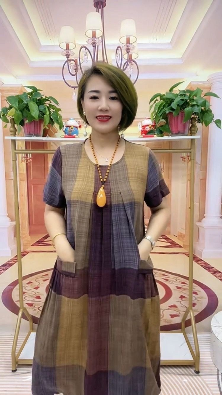 👗❤️【50-100 kg】2025 Rochie de călătorie în carouri, la modă lejeră Rochie confortabilă pentru mamă