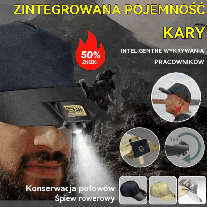 🧢🌙🔦Kup 1, a 1 dostaniesz gratis🔥Wbudowana inteligentna nasadka LED, światło do nocnego wędkowania na świeżym powietrzu, łatwe ładowanie i długa żywotność baterii
