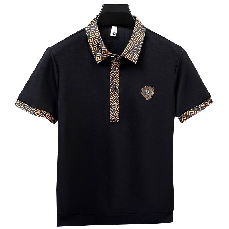 【🔥Vruća akcija】👕♂️ Muška elegantna polo majica s reverom - klasična crna s prekrasnim vezom