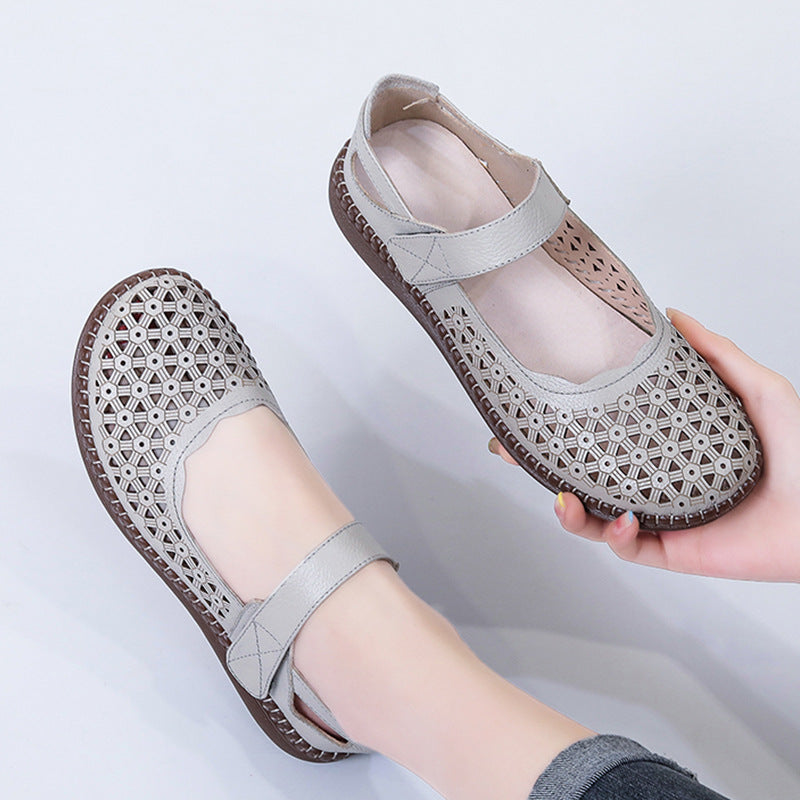 💕Płytkie, płaskie buty damskie w stylu francuskim z dziurkami na czubku, 💙oddychające i wygodne, 🤍Nie boją się upałów latem, nadają się do codziennego użytku, dojazdów do pracy i podróży, można je łączyć ze spódnicami i spodniami