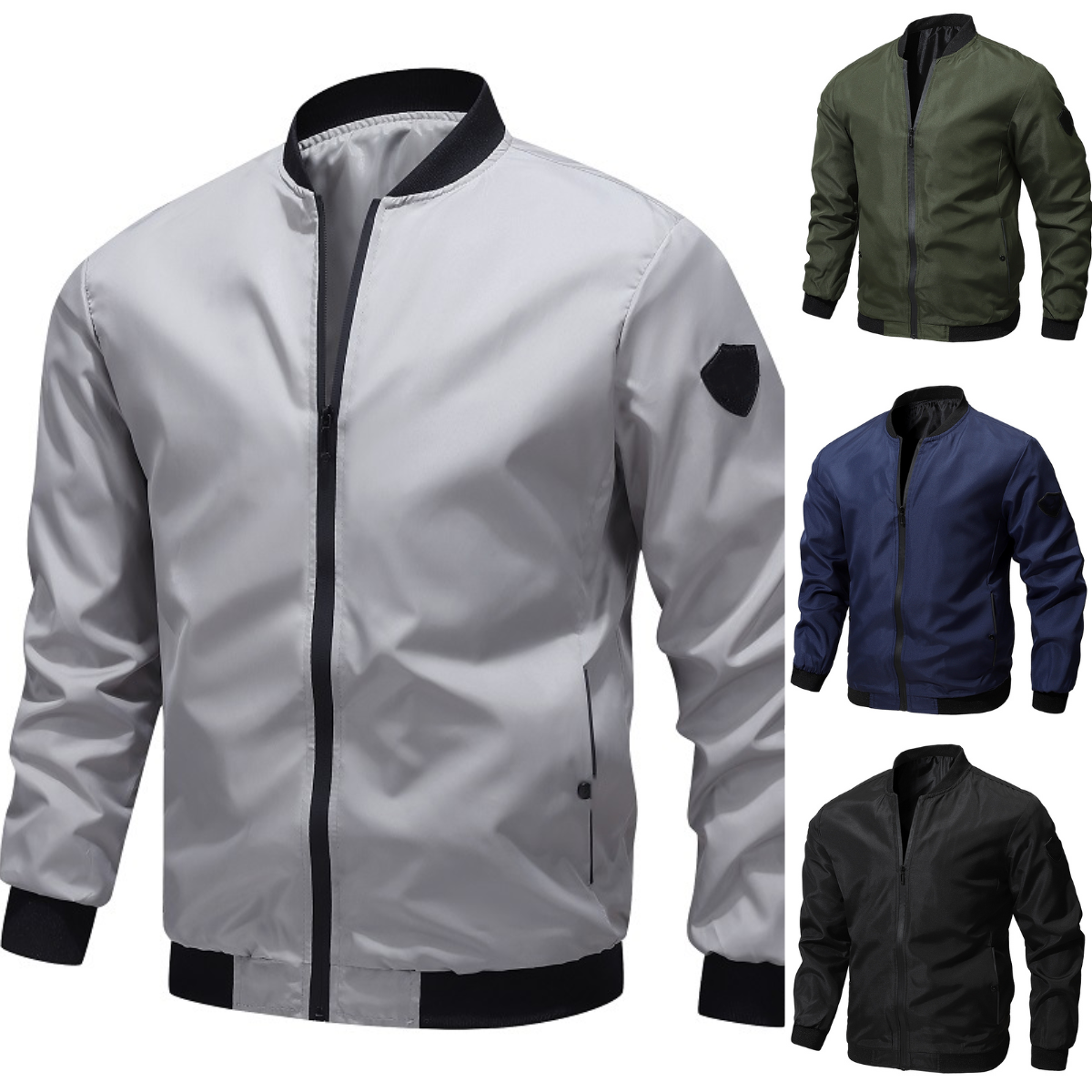 🚀🧥【50% zniżki 🔥】【M–6XL】Męska casualowa jednokolorowa kurtka pilotka w dużych rozmiarach
