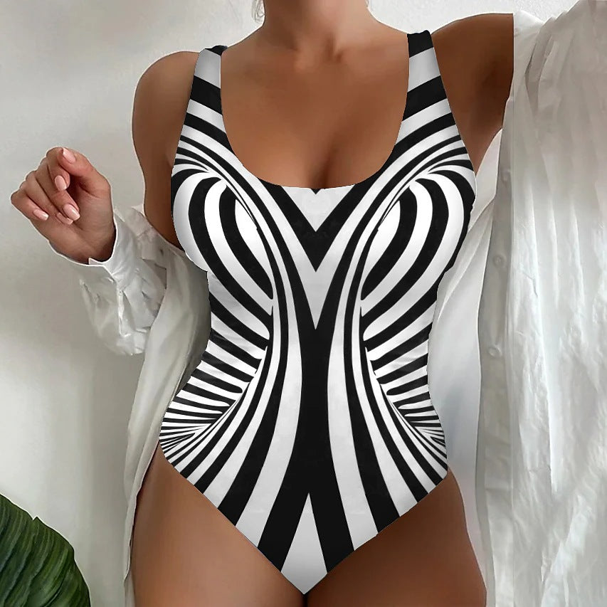 【Vruća rasprodaja 🌟】【😍S~6XL】Seksi prugasti jednodijelni kupaći kostim
