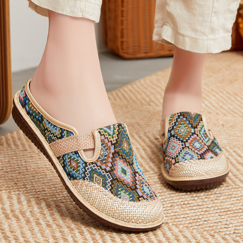 🥰💖【35-41】Kapcie damskie z miękką podeszwą z haftowanego lnu