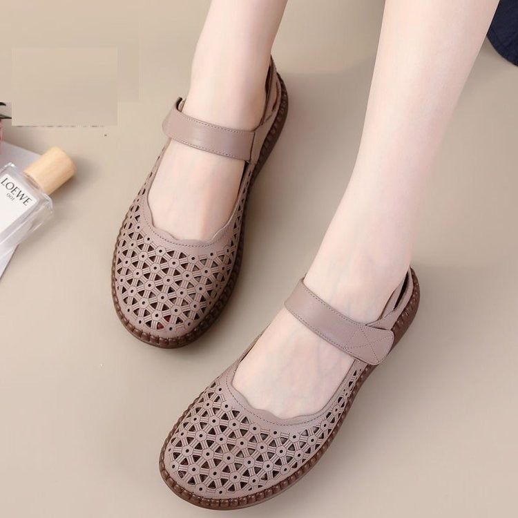 💕Płytkie, płaskie buty damskie w stylu francuskim z dziurkami na czubku, 💙oddychające i wygodne, 🤍Nie boją się upałów latem, nadają się do codziennego użytku, dojazdów do pracy i podróży, można je łączyć ze spódnicami i spodniami