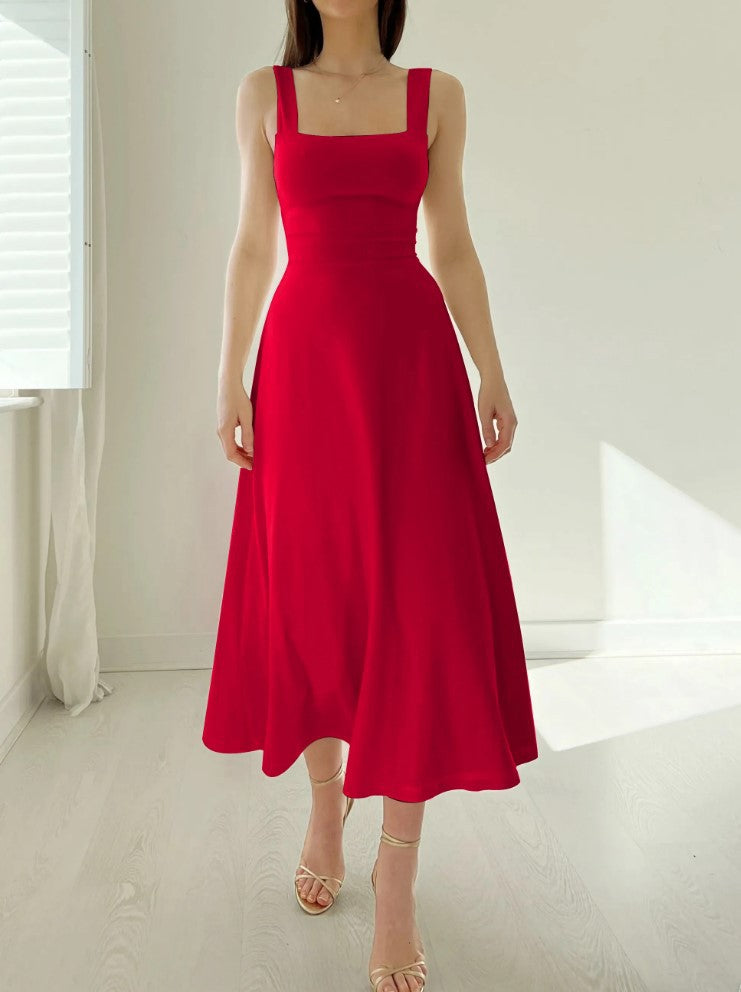 【50%OFF】👗【XS-3XL】Rochie de vară pentru femei, cu bretele groase, cu talie subțire