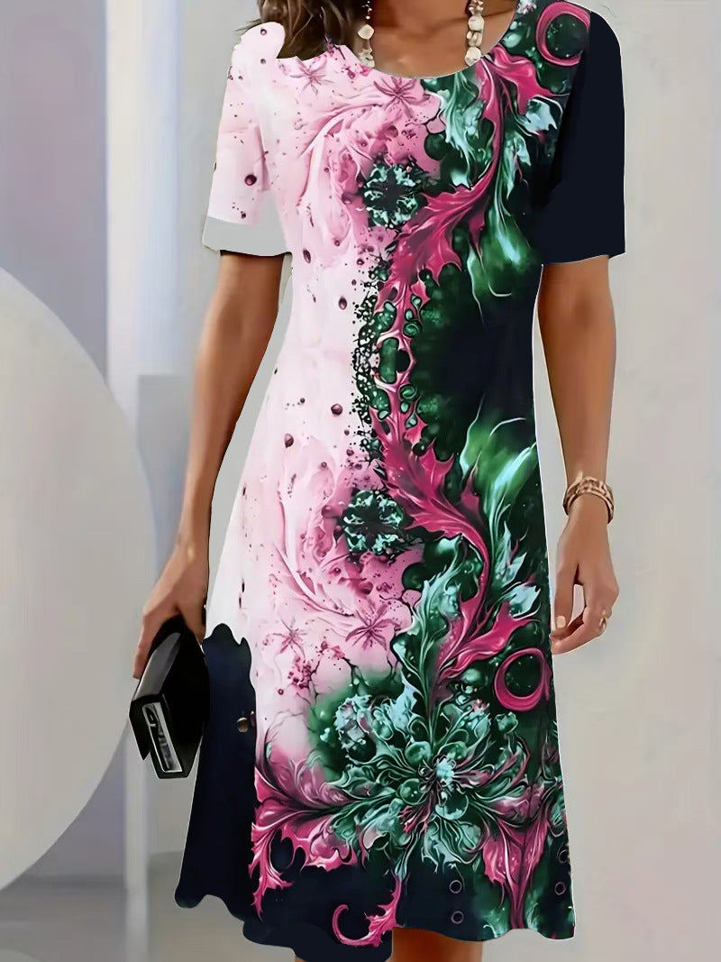 👗 【S-3XL】Trójwymiarowy wzór kwiatowy na swobodnej letniej sukience dla kobiet