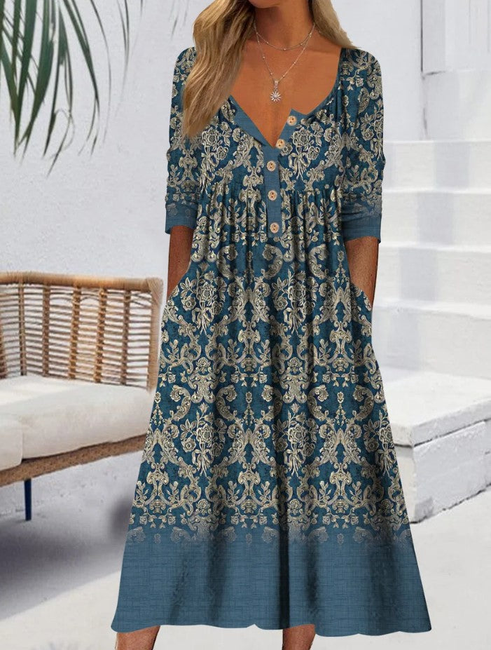 💃✨【S-3XL】Rochie Nouă de Damă 2025 cu Imprimeu la Modă și Buzunare 🔥 Stil Casual & Lejer 👗 Must-Have Vara