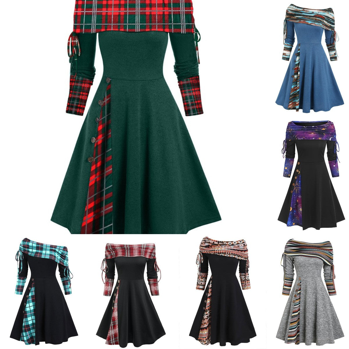 👗【S-3XL】2025 noua moda rochie cu maneca lunga pe un umar