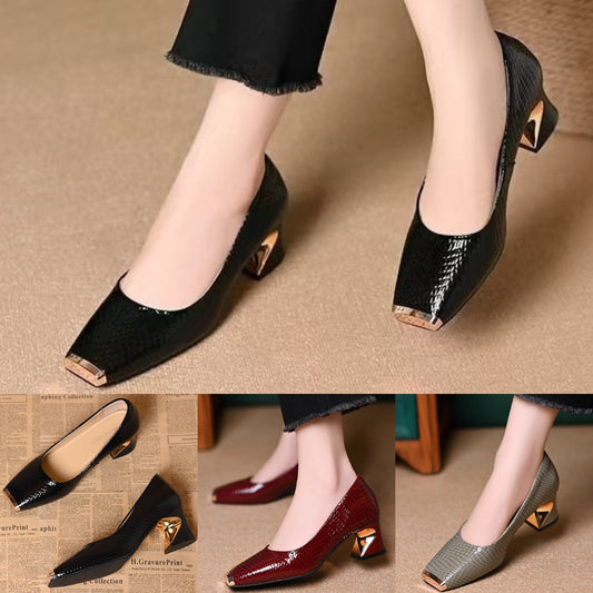 💖👡【35-42】Nowe francuskie buty z grubymi obcasami i fakturą, płytkie otwarcie
