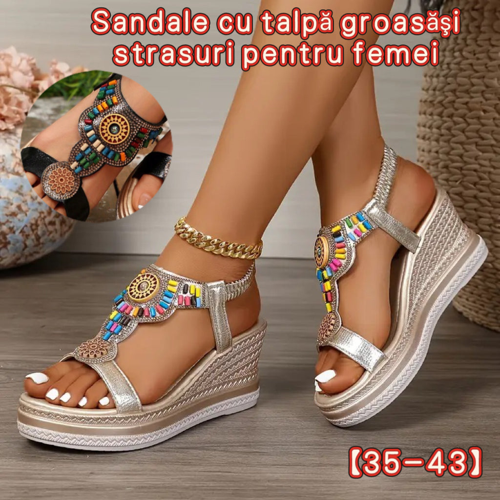 💖【35-43】✨Ženske kožne sandale s debelim potplatom i elastičnom trakom s perlicama, ljeto 2025. 🔥 Besplatna dostava. ✅ Plaćanje pouzećem