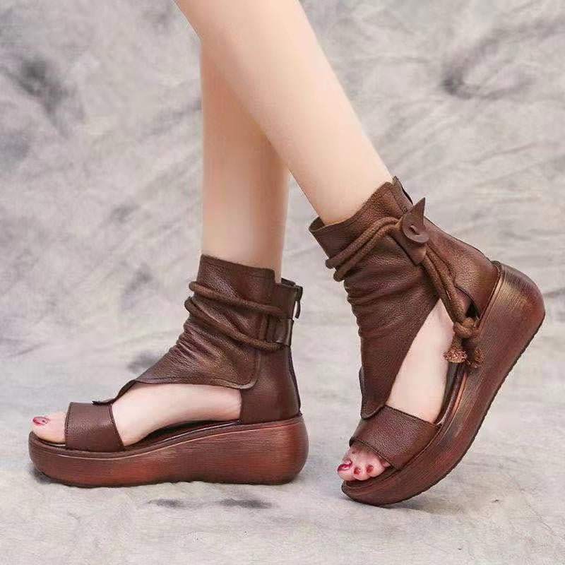🔥【Reducere limitată de 50%】🤩✨【35-40】 Sandale din piele moale cu gura de pește, la modă nouă, cu talpă groasă
