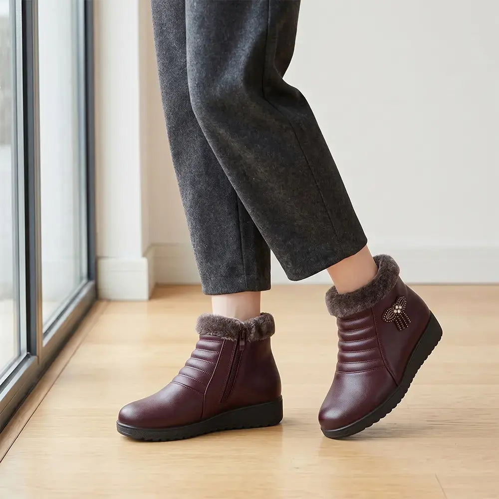 【35-41】Ženske zimske čizme za mame – podstavljene, tople, kožne, s mekanim potplatom i protukliznim svojstvima, kratke čizme do gležnja za starije osobe