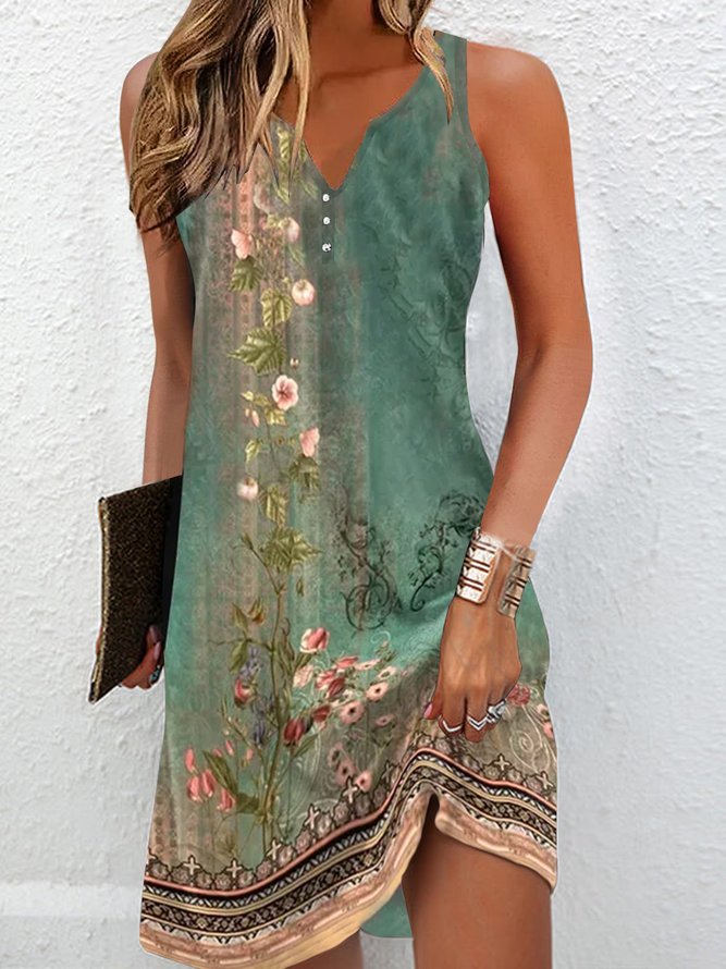 💖👗Rochie imprimată fără mâneci