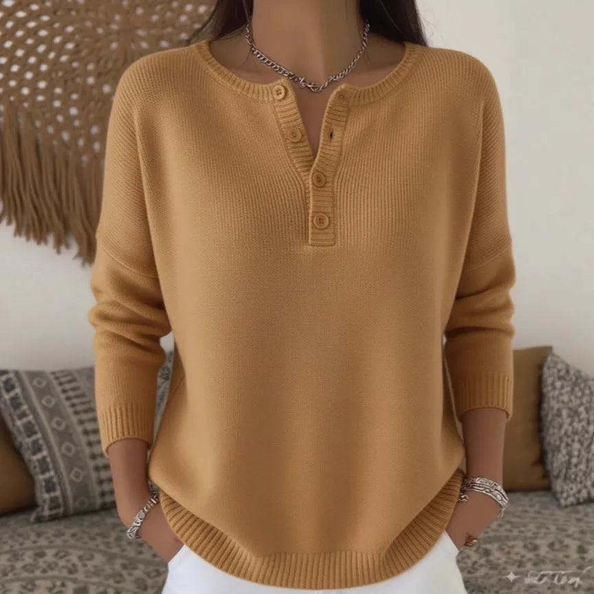 【S-2XL】Damski jednokolorowy sweter z dekoltem V, luźny i casualowy