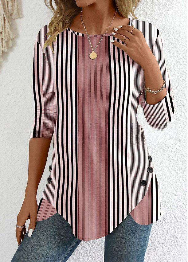 🔥【Vremenski ograničeni popust od 38%】【S-3XL】Nova proljetna ženska prugasta bluza s printom