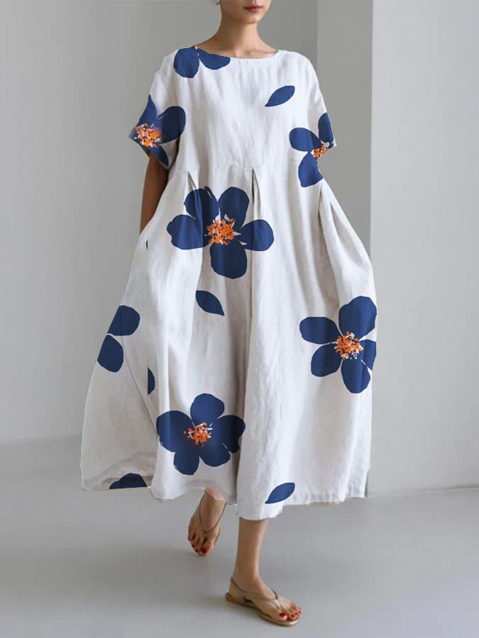 💖Rochie elegantă, casual, cu mânecă scurtă, imprimată, cu decolteu rotund și lejeră