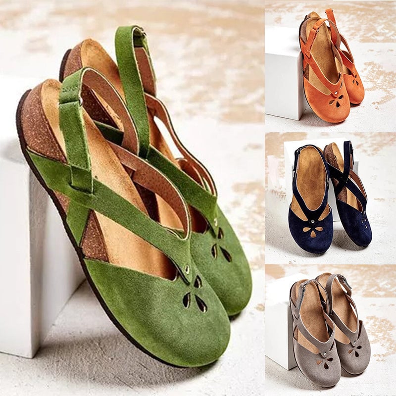 【Ograniczona oferta】 【35-44】2025 wysokiej jakości skórzane sandały casualowe ✅ Okrągły nosek ✅ Płaska podeszwa