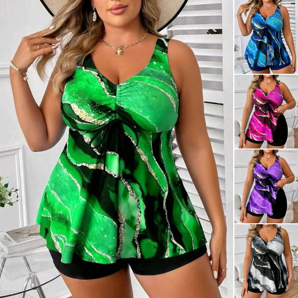 🏖️👙🌴【S-5XL】Elegantni kupaći kostim plus veličina s printom