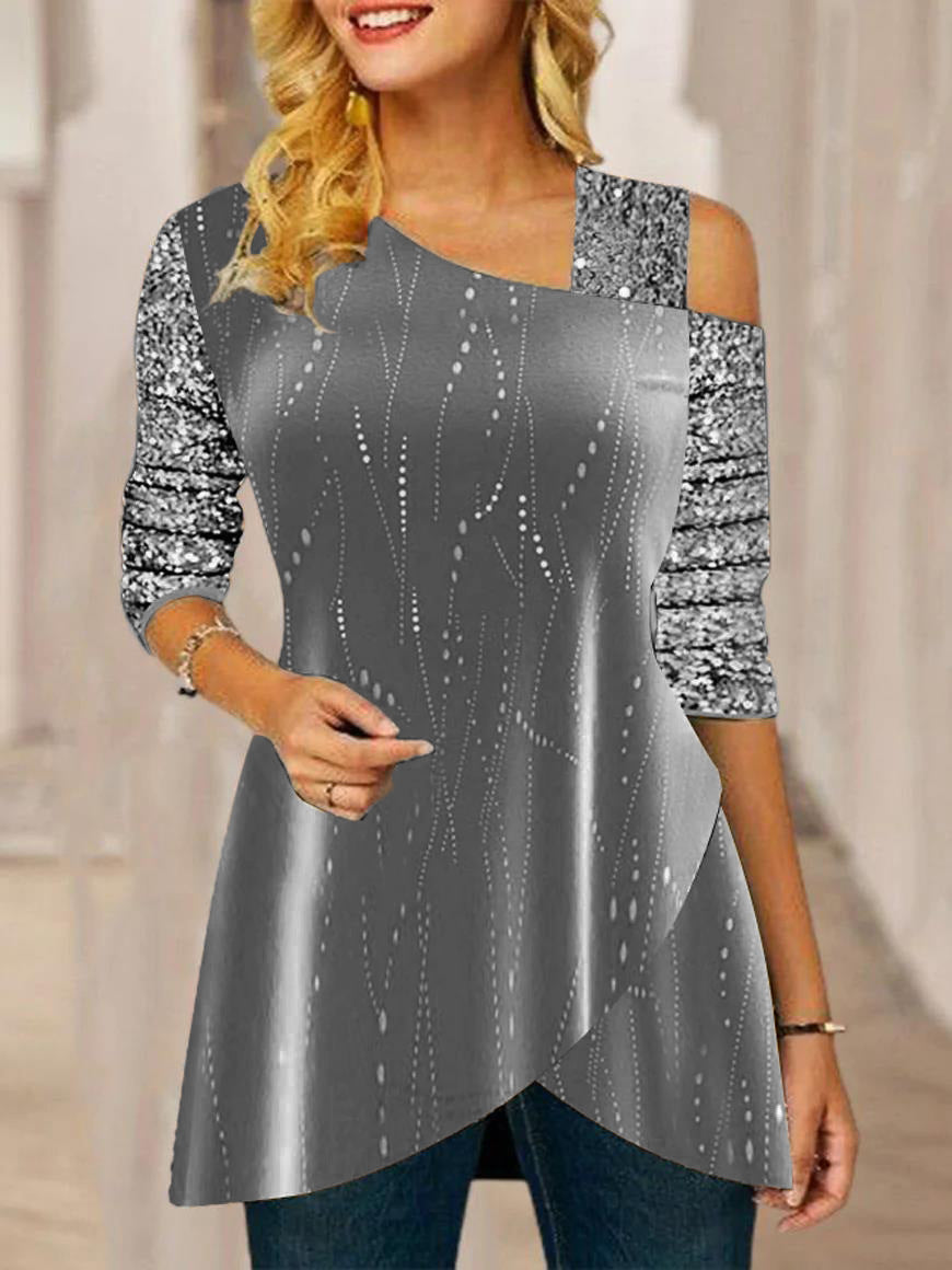 【S-3XL】Treu casual de damă cu mâneci lungi și gât rotund cu imprimeu digital