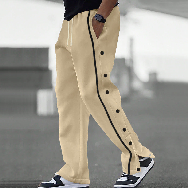 šš„Pantaloni sport casual pentru bÄrbaČi, cu nasturi, toamna 2025, noi, pantaloni drepČi cu Čnur