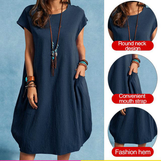 【S-3XL】2025 elegantna modna ležerna haljina od pamuka i lana
