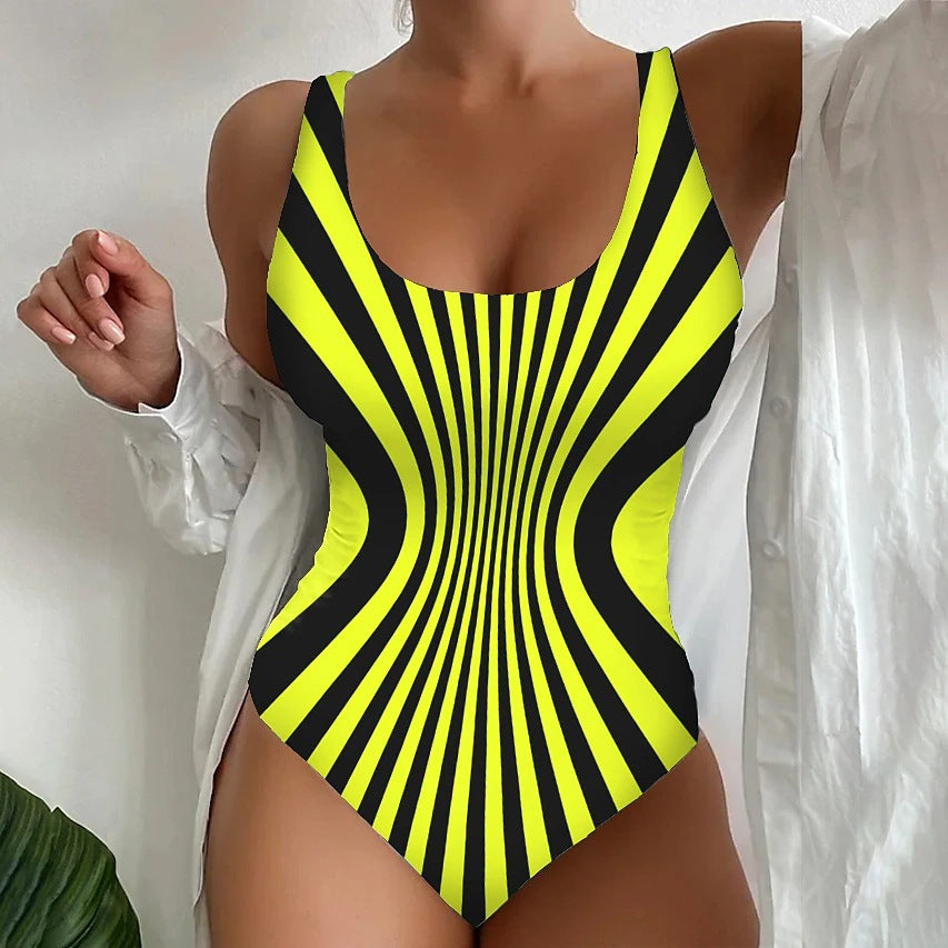 【Vruća rasprodaja 🌟】【😍S~6XL】Seksi prugasti jednodijelni kupaći kostim
