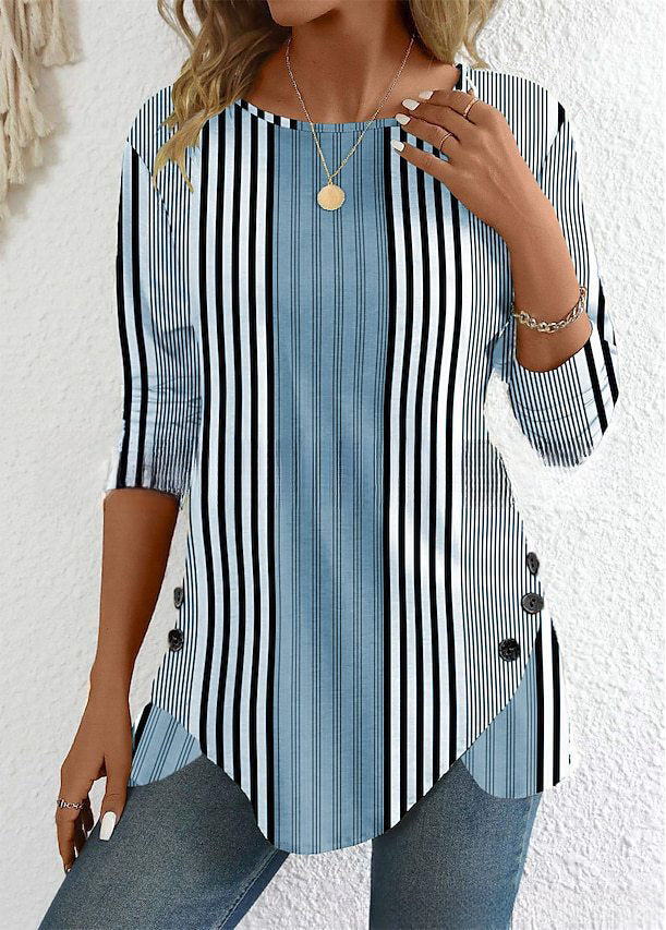 🔥【Vremenski ograničeni popust od 38%】【S-3XL】Nova proljetna ženska prugasta bluza s printom
