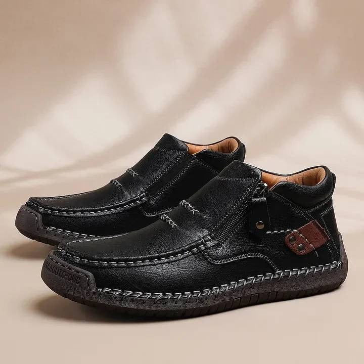 👞【Veľkosti 38-48】Pánske kožené čižmy, ručne vyrobené z vysoko kvalitnej kože, protišmykové, s podporou klenby.